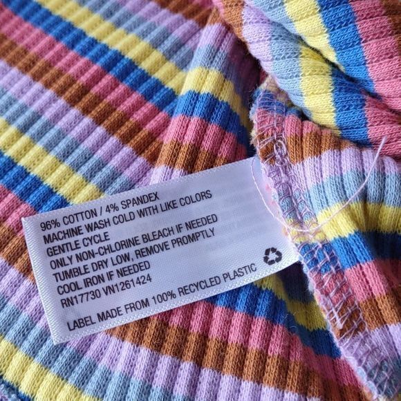 Wild Fable Multicolored‎ Striped Long Sleeve Ribbed Crop Top Sz XS - Picture 8 of 9